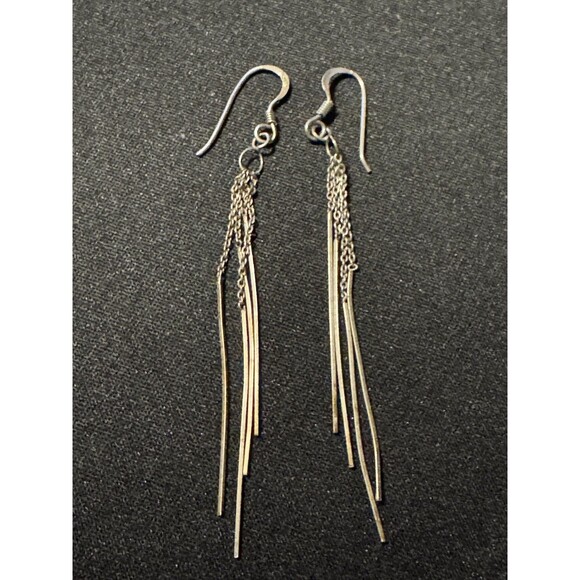 MC 925 Dangle Vintage Earrings Fish Hook Nice Patina - Picture 1 of 3